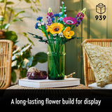 LEGO 10313 Icons Wildflower Bouquet Set, Artificial Flowers with Poppies and Lavender, Crafts for Adults, Home Décor, Valentine's Day Gifts for Her & Him, Botanical Collection