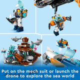 LEGO 60379 City Deep-Sea Explorer Submarine Toy, Underwater Ocean Set with Drone, Shark Figures, Shipwreck and Diver Minifigures, Birthday Gift for Kids, Boys, Girls Aged 7+