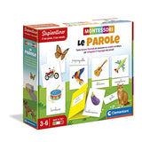 Clementoni 16362 sapientine words-montessori 3 years, educational game to learn to read, language development with nomenclature method-made in italy, multi-colored