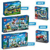 LEGO 60370 City Police Station Chase Playset with Car Toy and Motorbike, Breakout Jail, 4 Minifigures and Dog Figure, Toys for Kids 4 Plus Years Old