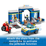 LEGO 60370 City Police Station Chase Playset with Car Toy and Motorbike, Breakout Jail, 4 Minifigures and Dog Figure, Toys for Kids 4 Plus Years Old