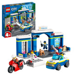 LEGO 60370 City Police Station Chase Playset with Car Toy and Motorbike, Breakout Jail, 4 Minifigures and Dog Figure, Toys for Kids 4 Plus Years Old