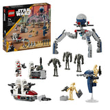 LEGO Star Wars Clone Trooper & Battle Droid Battle Pack Building Toys for Kids with Speeder Bike Vehicle, 4 Minifigures and 5 Figures, Gifts for Boys and Girls Aged 7 Plus Years Old 75372