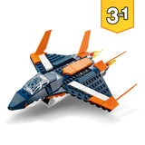 LEGO 31126 Creator 3in1 Supersonic Jet Plane to Helicopter to Speed Boat Toy Set, Buildable Vehicle Models for Boys and Girls 7 Plus Years Old